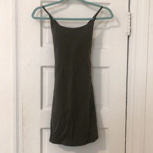 Halara Exercise Dress. Olive Green. Non-adjustable cross straps. NWT